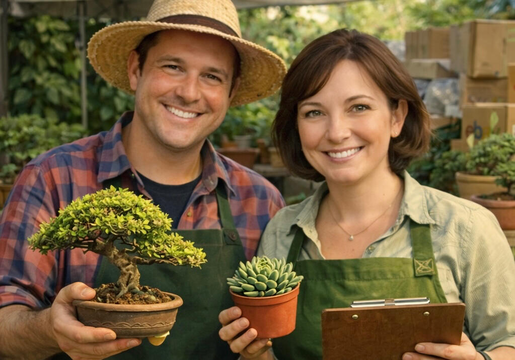 Enso Garden bonsai greenhouse Enso Garden bonsai greenhouse with bonsai trees, Yixing bonsai pots, tropical plants, and bonsai tools